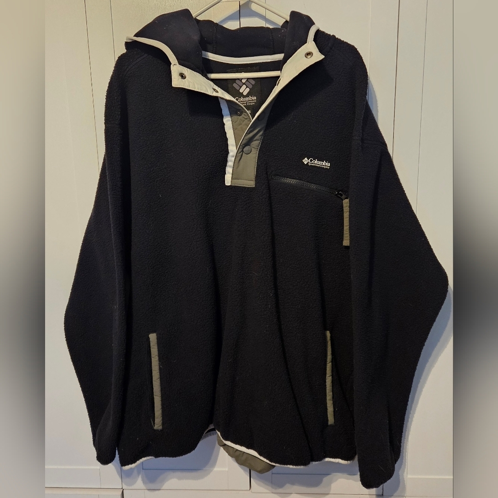 Columbia Black and White Fleece 3/4 Snap Pullover XXL Men's